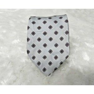 Alberto Zerra Vintage Blue Floral Geometric Necktie (Small stain)